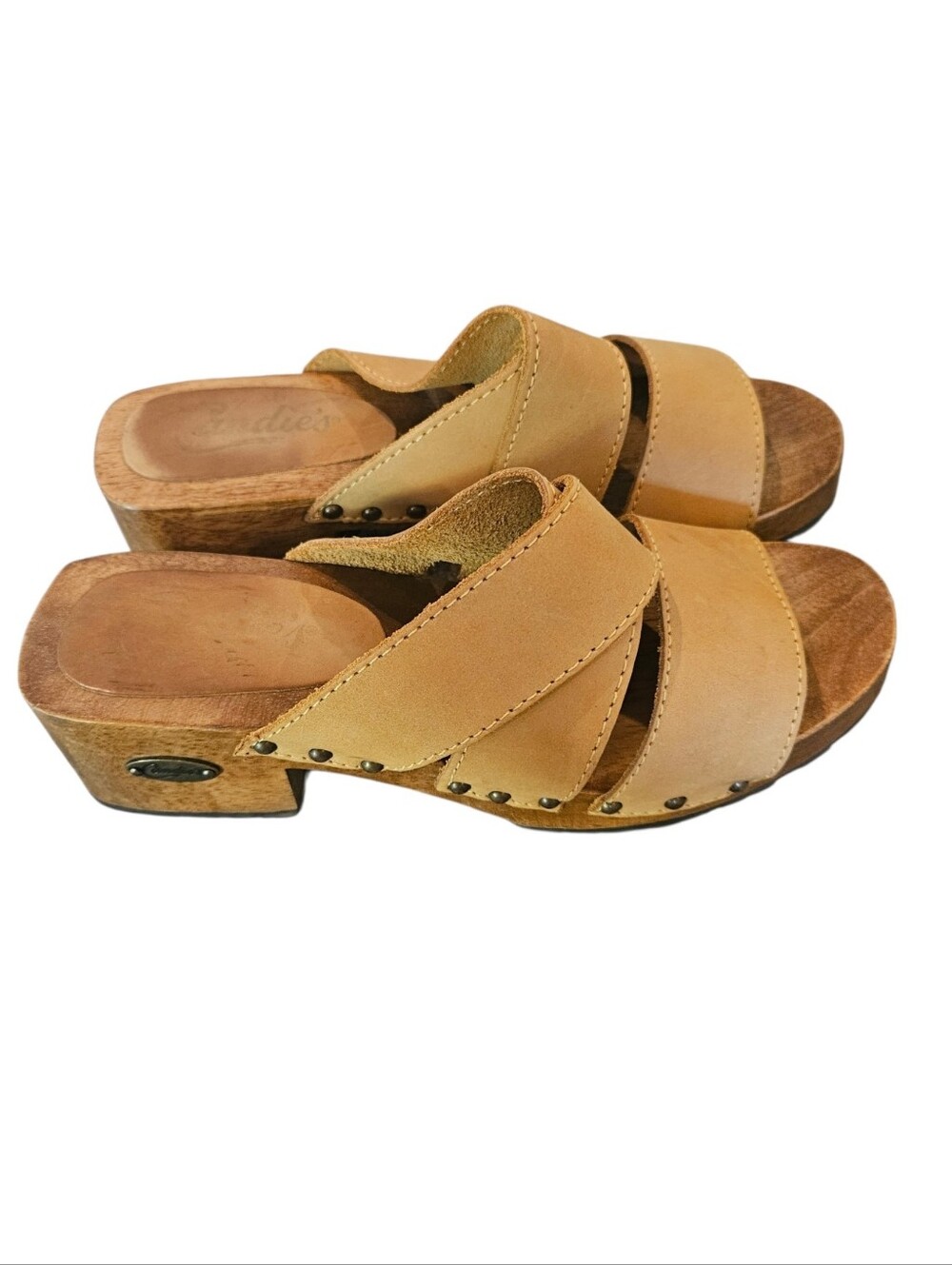 Candies Vintage Y2K Wooden Leather Clogs Womens - Picture 4 of 8